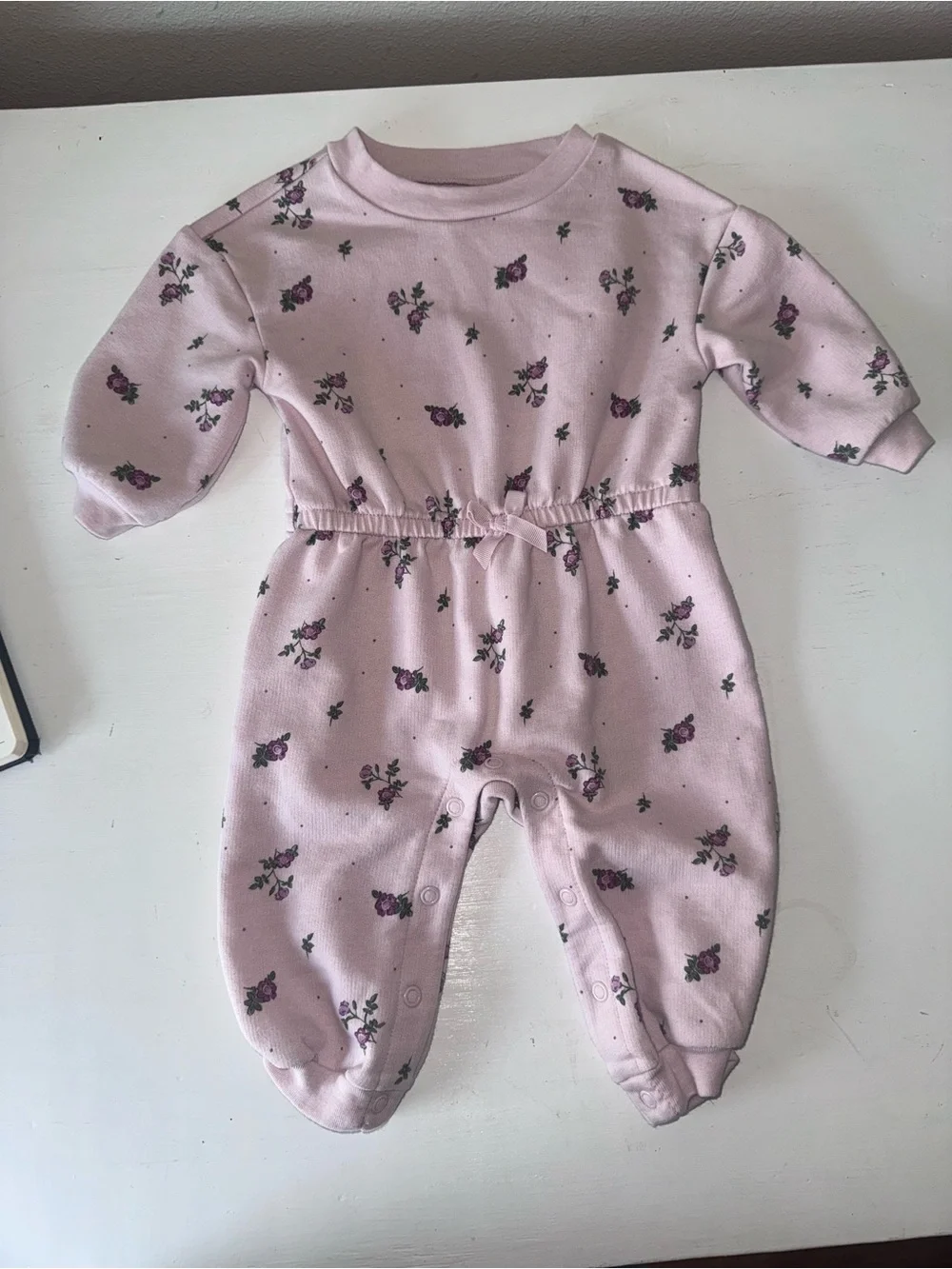 Carter's Light Pink Floral Footed One-Piece
